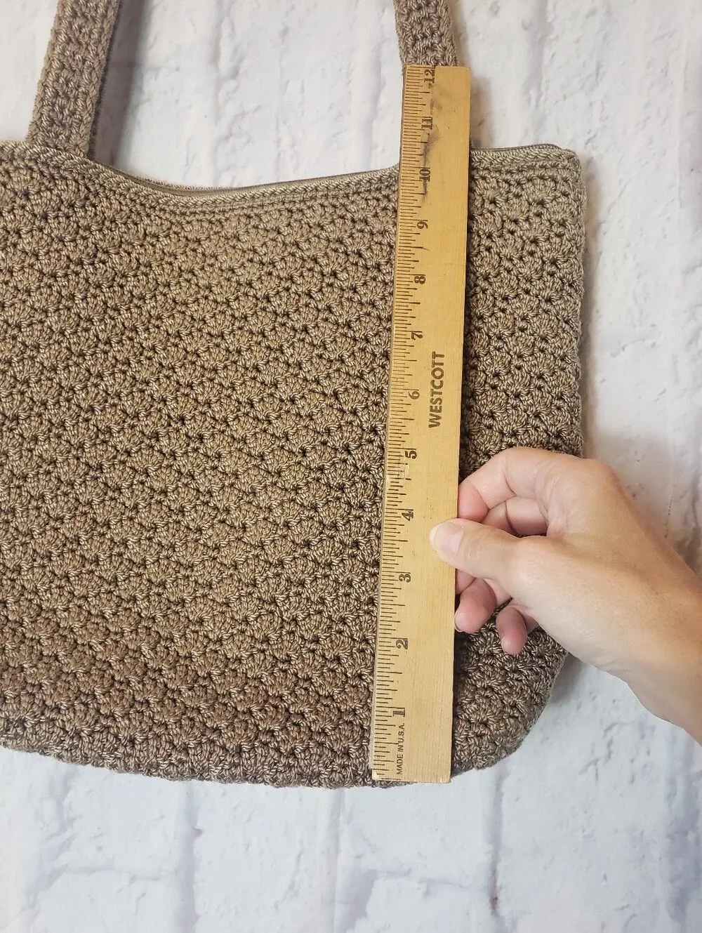 THE SAK Tan Crochet Hobo Shoulder Bag